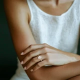 Oval Lab Created Diamond 4-Prong Tapered Solitaire with Accents Engagement Ring in Yellow Gold (MVSLG1524-Y)