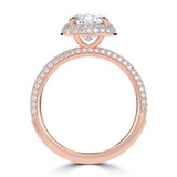 Cushion Lab Created Diamond 4-Prong 3-Row Pave Dome Halo Engagement Ring in Rose Gold (MVSLG1525-R)