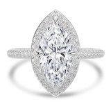 Marquise Lab Created Diamond 4-Prong 3-Row Pave Dome Halo Engagement Ring in White Gold (MVSLG1526-W)
