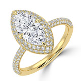 Marquise Lab Created Diamond 4-Prong 3-Row Pave Dome Halo Engagement Ring in Yellow Gold (MVSLG1526-Y)