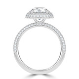 Round Lab Created Diamond 4-Prong 3-Row Pave Dome Halo Engagement Ring in White Gold (MVSLG1529-W)