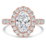 Oval Lab Created Diamond 4-Prong Open Bridge Halo Engagement Ring in Rose Gold with Hidden Accents (MVSLG1531-R)