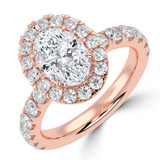 Oval Lab Created Diamond 4-Prong Open Bridge Halo Engagement Ring in Rose Gold with Hidden Accents (MVSLG1531-R)
