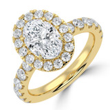 Oval Lab Created Diamond 4-Prong Open Bridge Halo Engagement Ring in Yellow Gold with Hidden Accents (MVSLG1531-Y)