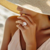 Pear Lab Created Diamond 3-Prong Open Bridge Halo Engagement Ring in Rose Gold (MVSLG1532-R)