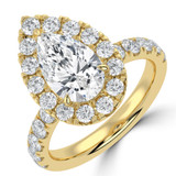 Pear Lab Created Diamond 3-Prong Open Bridge Halo Engagement Ring in Yellow Gold (MVSLG1532-Y)