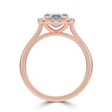 Emerald Lab Created Diamond 4-Prong Cathedral Halo Engagement Ring in Rose Gold (MVSLG1535-R)