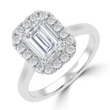 Emerald Lab Created Diamond 4-Prong Cathedral Halo Engagement Ring in White Gold (MVSLG1535-W)