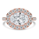 Oval Lab Created Diamond 4-Prong Cathedral East-West Horizontally Set Halo Engagement Ring in Rose Gold (MVSLG1536-R)