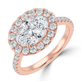 Oval Lab Created Diamond 4-Prong Cathedral East-West Horizontally Set Halo Engagement Ring in Rose Gold (MVSLG1536-R)