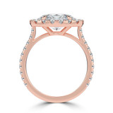 Oval Lab Created Diamond 4-Prong Cathedral East-West Horizontally Set Halo Engagement Ring in Rose Gold (MVSLG1536-R)