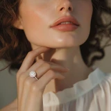 Oval Lab Created Diamond 4-Prong Cathedral East-West Horizontally Set Halo Engagement Ring in Rose Gold (MVSLG1536-R)