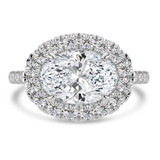 Oval Lab Created Diamond 4-Prong Cathedral East-West Horizontally Set Halo Engagement Ring in White Gold (MVSLG1536-W)