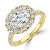 Oval Lab Created Diamond 4-Prong Cathedral East-West Horizontally Set Halo Engagement Ring in Yellow Gold (MVSLG1536-Y)