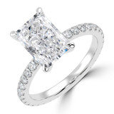 Radiant Lab Created Diamond 4-Prong Solitaire with Accents Engagement Ring in White Gold (MVSLG1537-W)