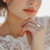 Radiant Lab Created Diamond 4-Prong Solitaire with Accents Engagement Ring in Yellow Gold (MVSLG1537-Y)