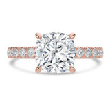 Cushion Lab Created Diamond 4-Prong Solitaire with Accents Engagement Ring in Rose Gold with Hidden Halo (MVSLG1539-R)