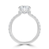 Cushion Lab Created Diamond 4-Prong Solitaire with Accents Engagement Ring in White Gold with Hidden Halo (MVSLG1539-W)