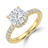 Cushion Lab Created Diamond 4-Prong Solitaire with Accents Engagement Ring in Yellow Gold with Hidden Halo (MVSLG1539-Y)