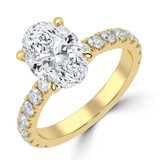 Oval Lab Created Diamond 4-Prong Solitaire with Accents Engagement Ring in Yellow Gold (MVSLG1541-Y)