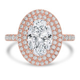 Oval Lab Created Diamond 4-Prong Double Halo Engagement Ring in Rose Gold with Hidden Accents (MVSLG1542-R)