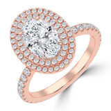 Oval Lab Created Diamond 4-Prong Double Halo Engagement Ring in Rose Gold with Hidden Accents (MVSLG1542-R)