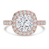 Cushion Lab Created Diamond 4-Prong Halo Engagement Ring in Rose Gold with Hidden Accents (MVSLG1543-R)