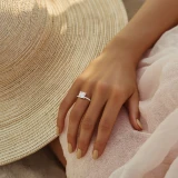 Cushion Lab Created Diamond 4-Prong Solitaire with Accents Engagement Ring in Rose Gold (MVSLG1545-R)