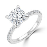 Cushion Lab Created Diamond 4-Prong Solitaire with Accents Engagement Ring in White Gold (MVSLG1545-W)