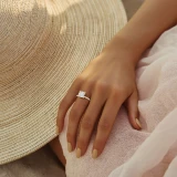 Cushion Lab Created Diamond 4-Prong Solitaire with Accents Engagement Ring in Yellow Gold (MVSLG1545-Y)