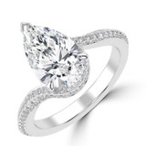 Pear Lab Created Diamond 3-Prong Bypass Solitaire with Accents Engagement Ring in White Gold (MVSLG1548-W)