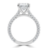 Oval Lab Created Diamond 4-Prong 3-Row Pave Cathedral Solitaire with Accents Engagement Ring in White Gold with Hidden Halo (MVSLG1550-W)