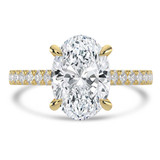 Oval Lab Created Diamond 4-Prong 3-Row Pave Cathedral Solitaire with Accents Engagement Ring in Yellow Gold with Hidden Halo (MVSLG1550-Y)