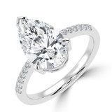 Pear Lab Created Diamond 3-Prong Tapered Solitaire with Accents Engagement Ring in White Gold (MVSLG1552-W)