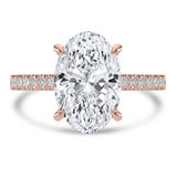 Oval Lab Created Diamond 4-Prong Catheral Solitaire with Accents Engagement Ring in Rose Gold with Hidden Halo and Accents (MVSLG1553-R)