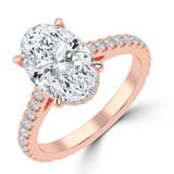 Oval Lab Created Diamond 4-Prong Catheral Solitaire with Accents Engagement Ring in Rose Gold with Hidden Halo and Accents (MVSLG1553-R)