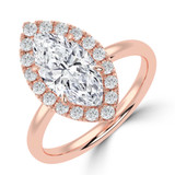 Marquise Lab Created Diamond 4-Prong Open Bridge Halo Engagement Ring in Rose Gold (MVSLG1554-R)