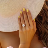 Oval Lab Created Diamond 4-Prong Open Bridge Halo Engagement Ring in Rose Gold (MVSLG1557-R)