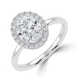 Oval Lab Created Diamond 4-Prong Open Bridge Halo Engagement Ring in White Gold (MVSLG1557-W)