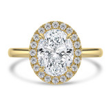 Oval Lab Created Diamond 4-Prong Open Bridge Halo Engagement Ring in Yellow Gold (MVSLG1557-Y)