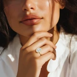 Oval Lab Created Diamond 4-Prong Open Bridge Halo Engagement Ring in Yellow Gold (MVSLG1557-Y)