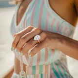 Pear Lab Created Diamond 3-Prong Open Bridge Halo Engagement Ring in Rose Gold (MVSLG1558-R)