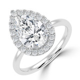 Pear Lab Created Diamond 3-Prong Open Bridge Halo Engagement Ring in White Gold (MVSLG1558-W)