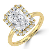 Radiant Lab Created Diamond 4-Prong Open Bridge Halo Engagement Ring in Yellow Gold (MVSLG1559-Y)