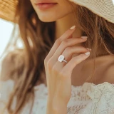 Radiant Lab Created Diamond 4-Prong Cathedral Halo Engagement Ring in White Gold (MVSLG1561-W)