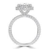 Oval Lab Created Diamond Prong Set 3-Row Pave Rollover Halo Engagement Ring in White Gold with Hidden Accents (MVSLG1562-W)
