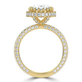 Oval Lab Created Diamond Prong Set 3-Row Pave Rollover Halo Engagement Ring in Yellow Gold with Hidden Accents (MVSLG1562-Y)