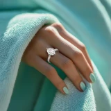 Oval Lab Created Diamond 4-Prong Compass Set 3-Row Pave Cathedral  Solitaire with Accents Engagement Ring in White Gold with Hidden Halo and Accents (MVSLG1564-W)
