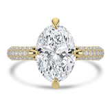Oval Lab Created Diamond 4-Prong Compass Set 3-Row Pave Cathedral  Solitaire with Accents Engagement Ring in Yellow Gold with Hidden Halo and Accents (MVSLG1564-Y)