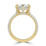 Oval Lab Created Diamond 4-Prong Compass Set 3-Row Pave Cathedral  Solitaire with Accents Engagement Ring in Yellow Gold with Hidden Halo and Accents (MVSLG1564-Y)